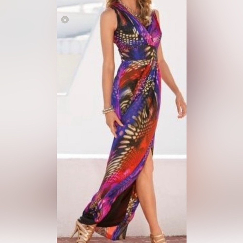 Boston Proper Multicolor V-Neck Maxi Dress 6
